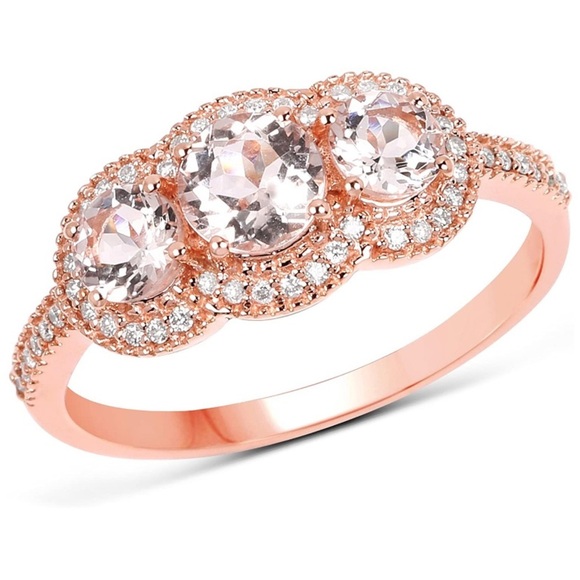 14k Natural Diamond Morganite Ring - Picture 1 of 6